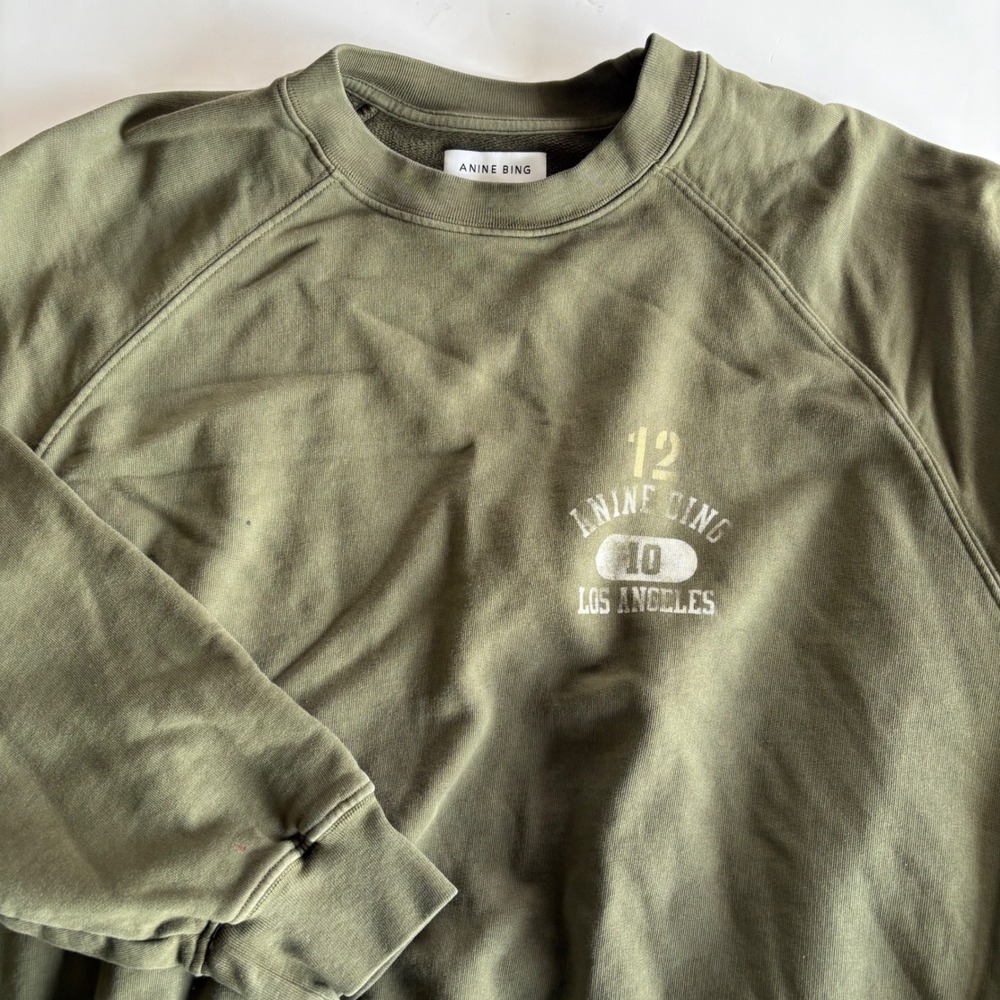 Anine Bing Women's Medium Olive Green Crewneck Sweatshirt LA 2012 Organic Cotton - Picture 1 of 9